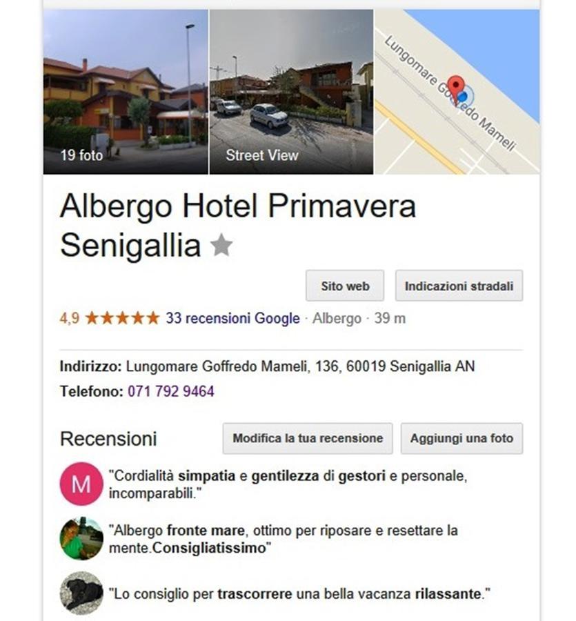 Albergo Primavera Senigallia Zewnętrze zdjęcie